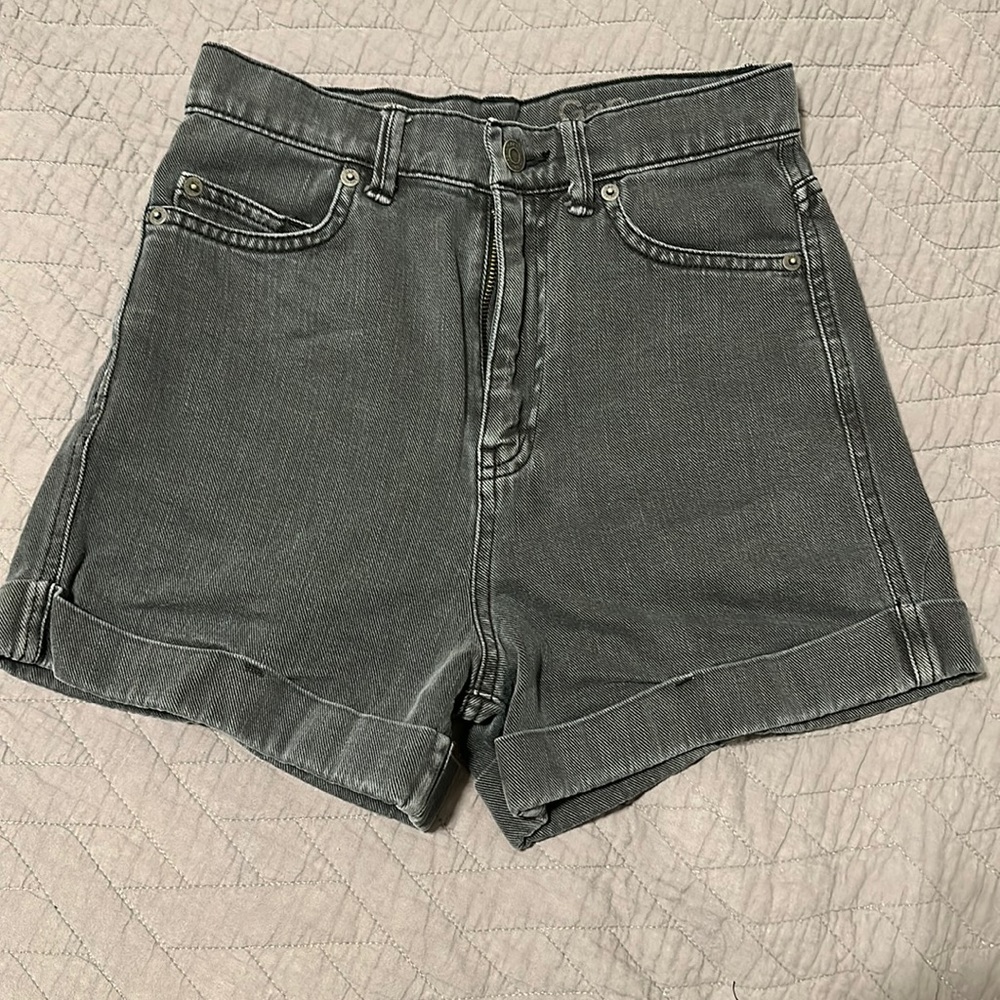 Black wash high waisted shorts